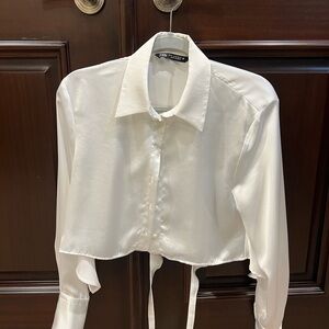 White Zara satin Shirt